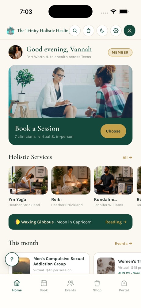 The Trinity app on a phone