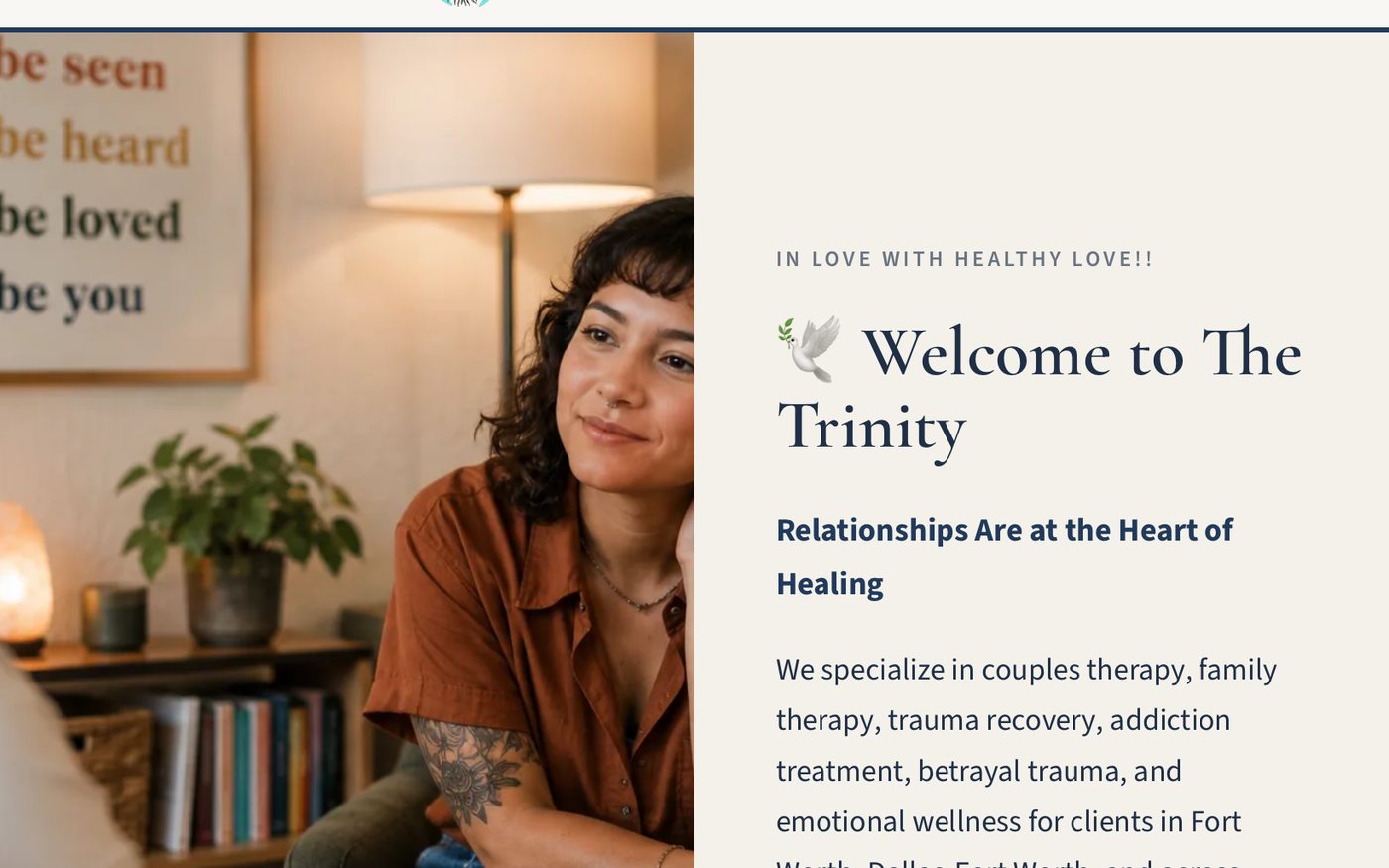 The Trinity website on a desktop monitor