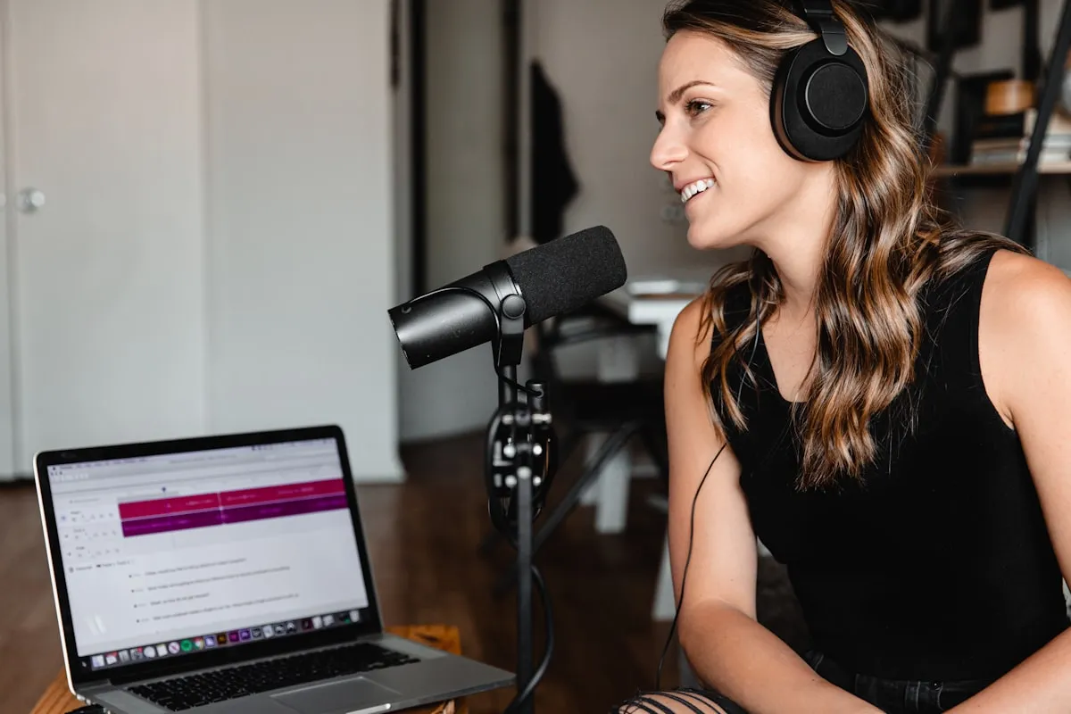 A podcast host at the microphone. Trinity media, articles and speaking A podcast host at the microphone. Trinity media, articles and speaking