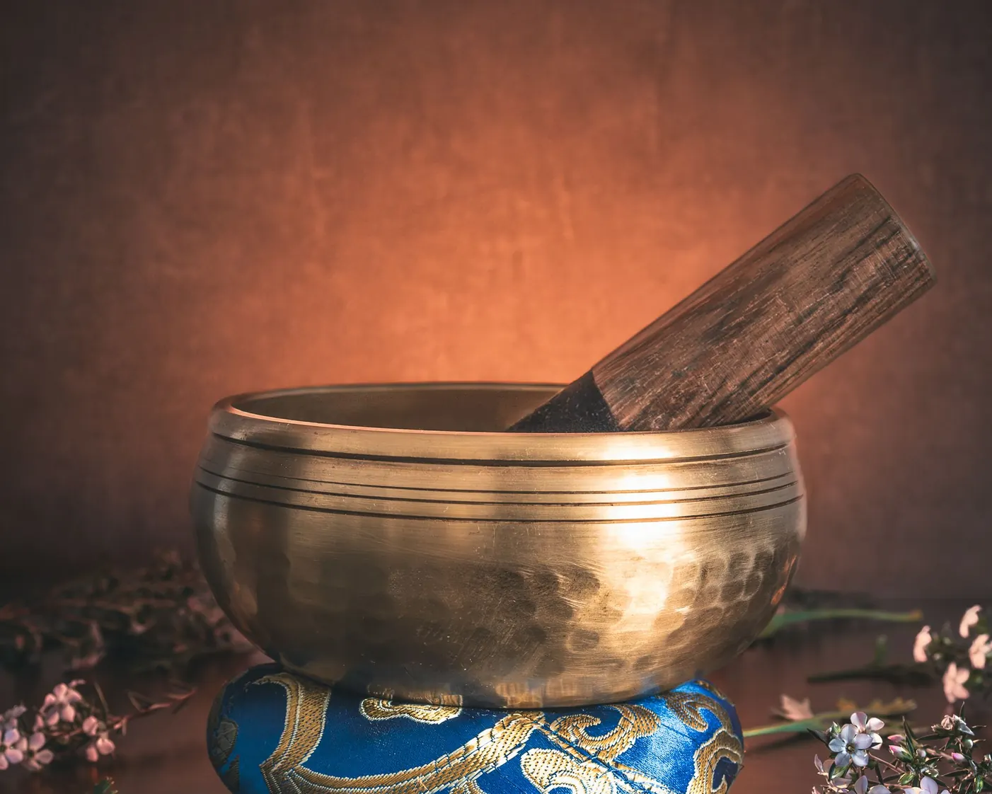 A singing bowl mid-ring, sound healing and body-based care at The Trinity A singing bowl mid-ring, sound healing and body-based care at The Trinity